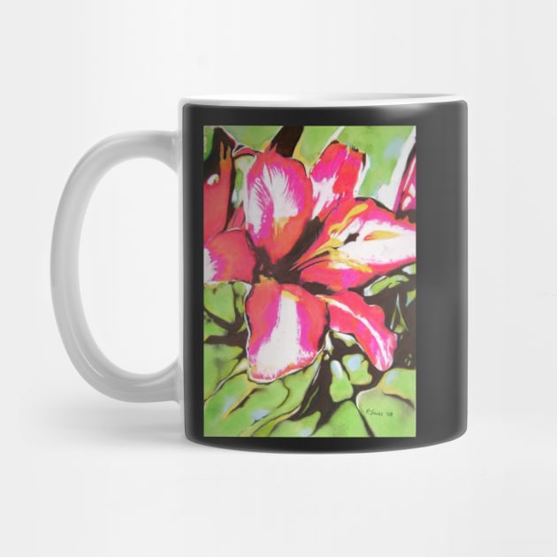 stylized abstract red Lily flower by pollywolly